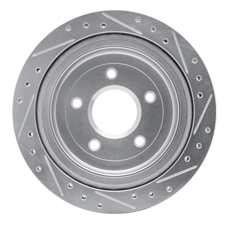 Cadillac XLR Brake Rotor (1) - Rear Left - R1 Concepts - Drilled & Slotted - Silver - `97-`13